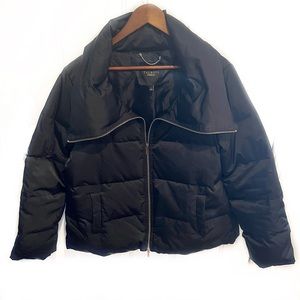 TALBOTS Puffer Jacket Black Short Jacket Shawl Collar Down Filled